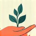 Sprouting plant in hands icon